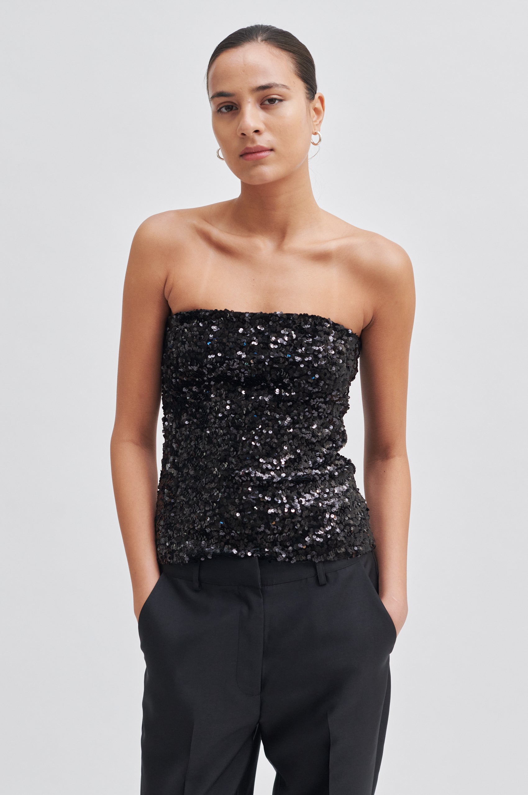 Sparkly hot sale strapless top