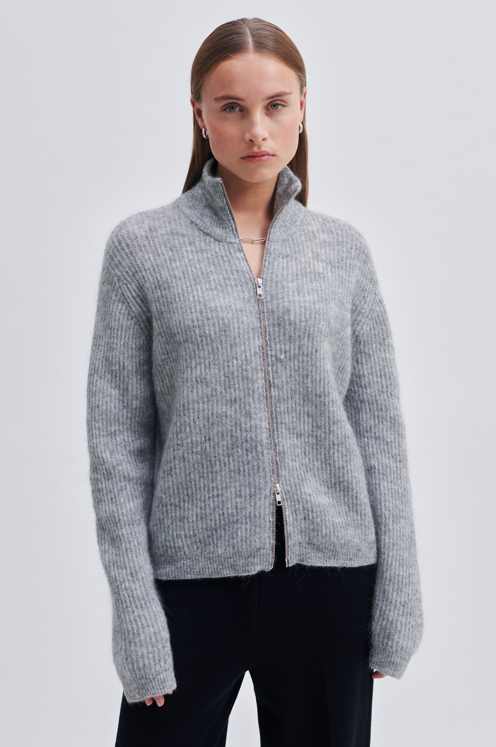 Brook Knit Rib Zip Cardigan – secondfemale.co.uk